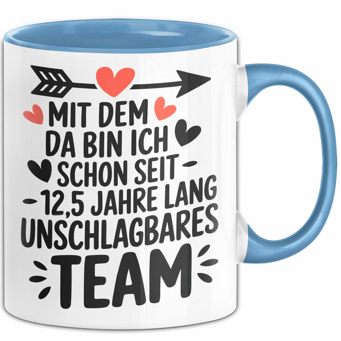 Romantische Pärchen Tasse Geschenk Team seit 12,5 Jahren Geschenkidee Lustig Blau Trendation