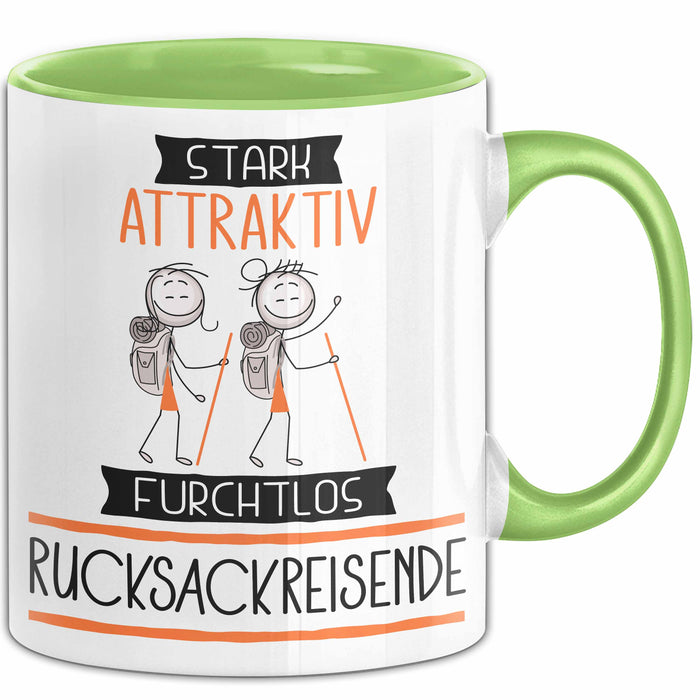 Rucksackreisende Tasse Geschenk Becher Stark Attraktiv Furchtlos Rucksackreisende Lustige Geschenkidee Grün Trendation