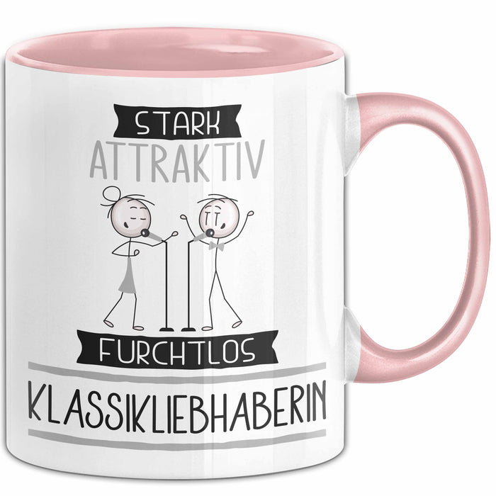 Klassikliebhaberin Tasse Geschenk Becher Stark Attraktiv Furchtlos Klassikliebhaberin Lustige Geschenkidee Rosa Trendation