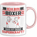Boxer Tasse Geschenk für Boxer Geburtstag Lustiger Spruch Kaffee-Becher Was Ist Deine Superkraft Rosa Trendation