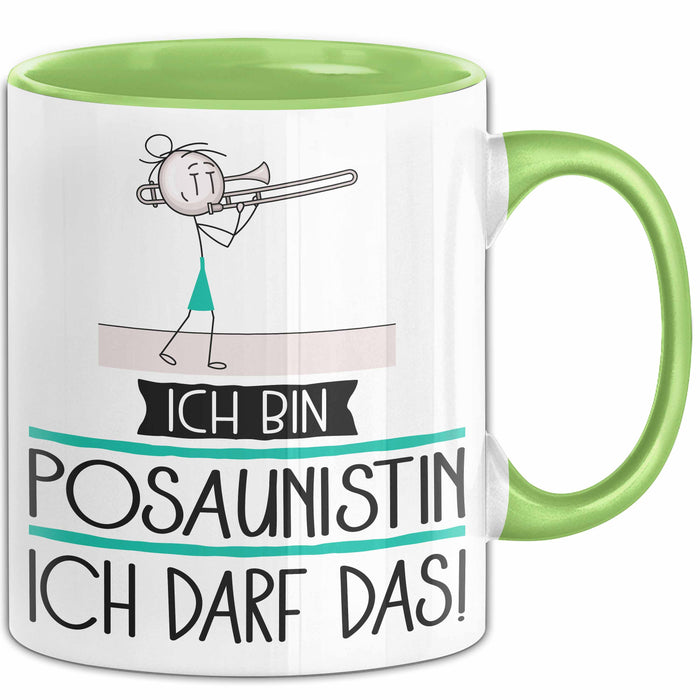 Geschenk für Posaunistin Tasse Lustige Geschenkidee Geburtstag Ich Bin Posaunistin Ich Darf Das Grün Trendation