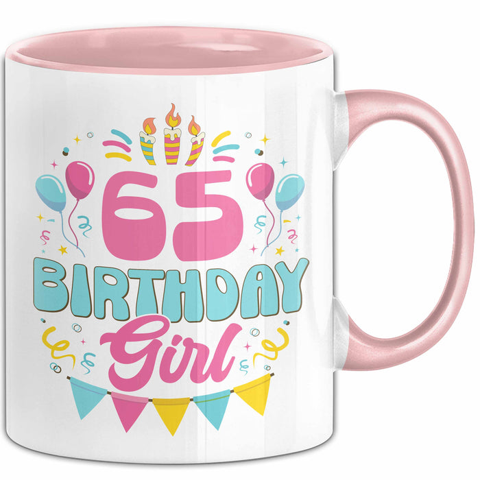 65. Geburtstag Tasse Frauen Mädchen Geschenkidee Lustig 65 Birthday Girl Lustiger Spruch Mutter Mama Oma Rosa Trendation