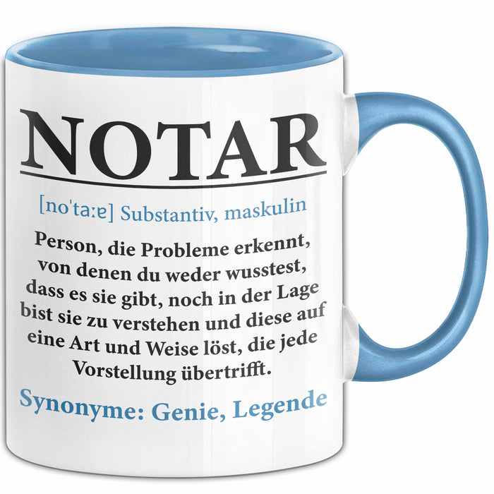 Notar Tasse Geschenkidee Notar Definition Rechtsexperte Blau Trendation