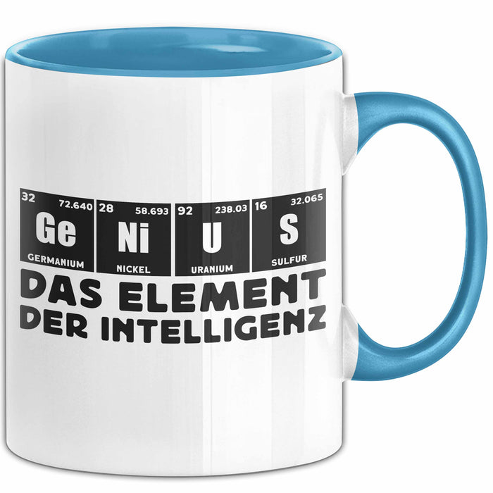 Chemiker Tasse Geschenk Für Chemie-Studenten Genius Das Element Der Inztelligenz Kaffee-Becher Blau Trendation