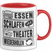 Theater Tasse Geschenk Essen Schlafen Theater Wiederholen Becher Rot Trendation