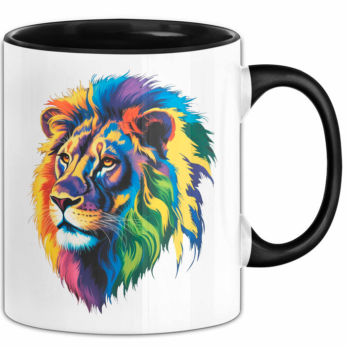 Bunter Löwe Tasse Geschenk Lustige Geschenkidee Spruch Schwarz Trendation