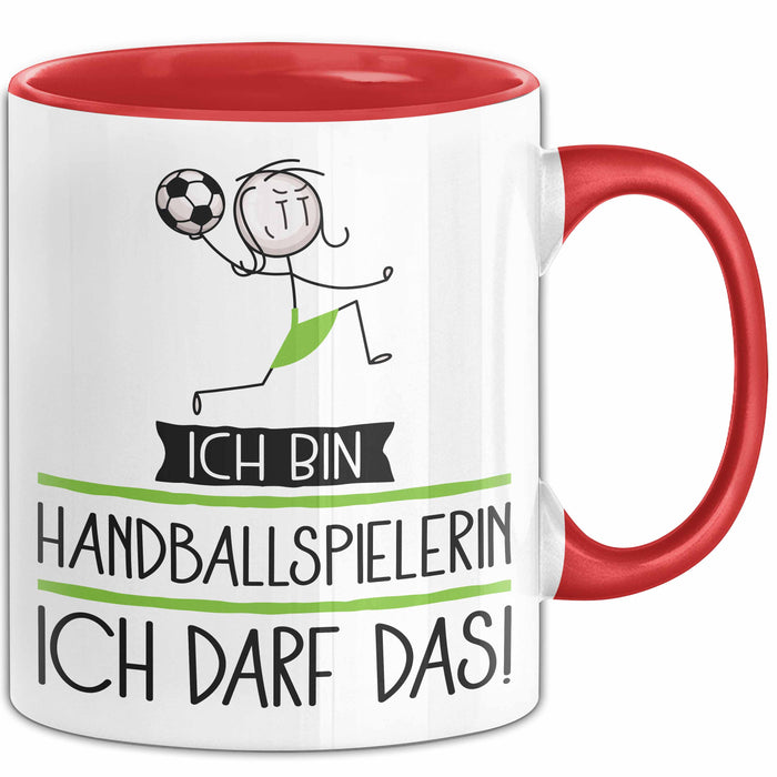 Geschenk für Handballspielerin Tasse Lustige Geschenkidee Geburtstag Ich Bin Handballspielerin Ich Darf Das Rot Trendation