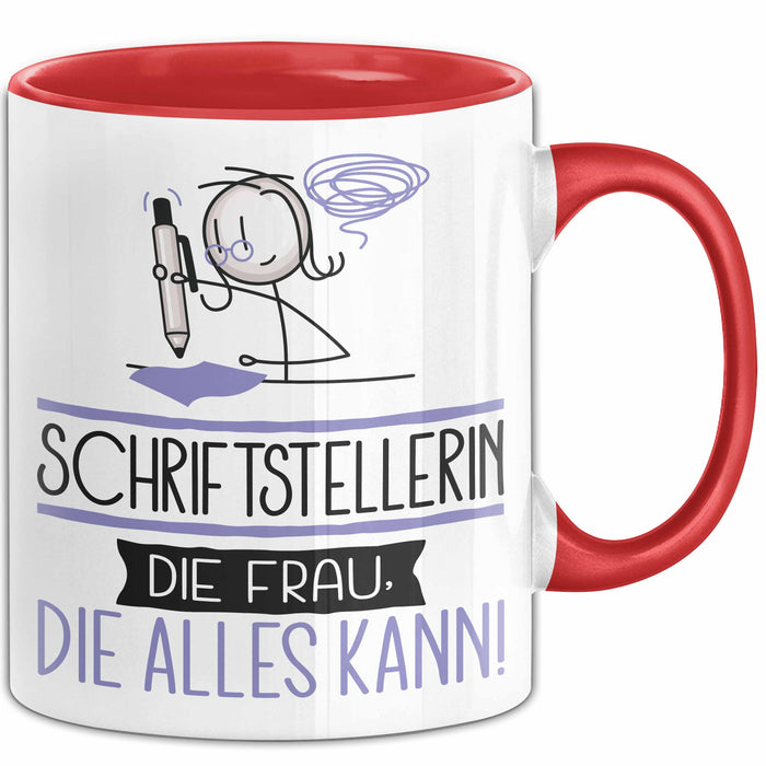 Schriftstellerin Geschenk Tasse Becher Die Frau Die Allen Kann Geschenkidee für eine Schriftstellerin Lustig Rot Trendation