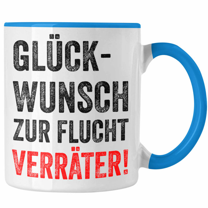 Trendation - Jobwechsel Tasse Geschenk Kollegin Kollege Lustig Abschiedsgeschenk Sprüche Glückwunsch Zur Flucht Trendation