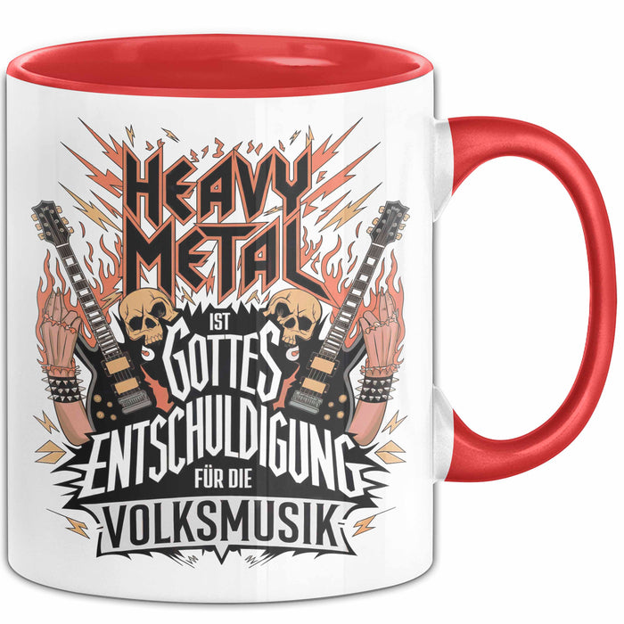 Heavy Metal Tasse Geschenkidee Gottes Entschuldigung Rot Trendation
