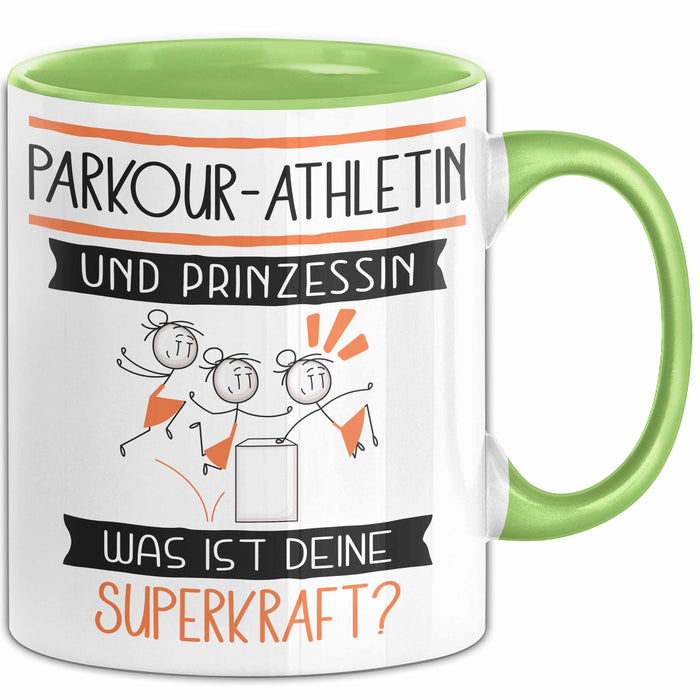 Parkour-Athletin Und Prinzessin Tasse Geschenk Für Eine Parkour-Athletin Geburtstag Was Ist Deine Superkraft Grün Trendation