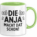 Anja Tasse Geschenk Die Anja Macht Dat Schon Geschenkidee Becher mit Name Grün Trendation