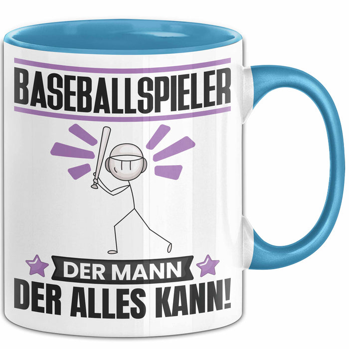 Baseballspieler Tasse Geschenk für Baseballspieler Der Mann Der Alles Kann Geschenkidee zum Geburtstag Blau Trendation