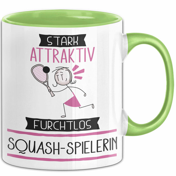Squash-Spielerin Tasse Geschenk Becher Stark Attraktiv Furchtlos Squash-Spielerin Lustige Geschenkidee Grün Trendation