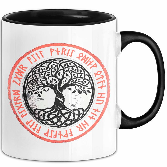Keltischer Baum des Lebens Tasse Geschenk Geschenkidee Schwarz Trendation