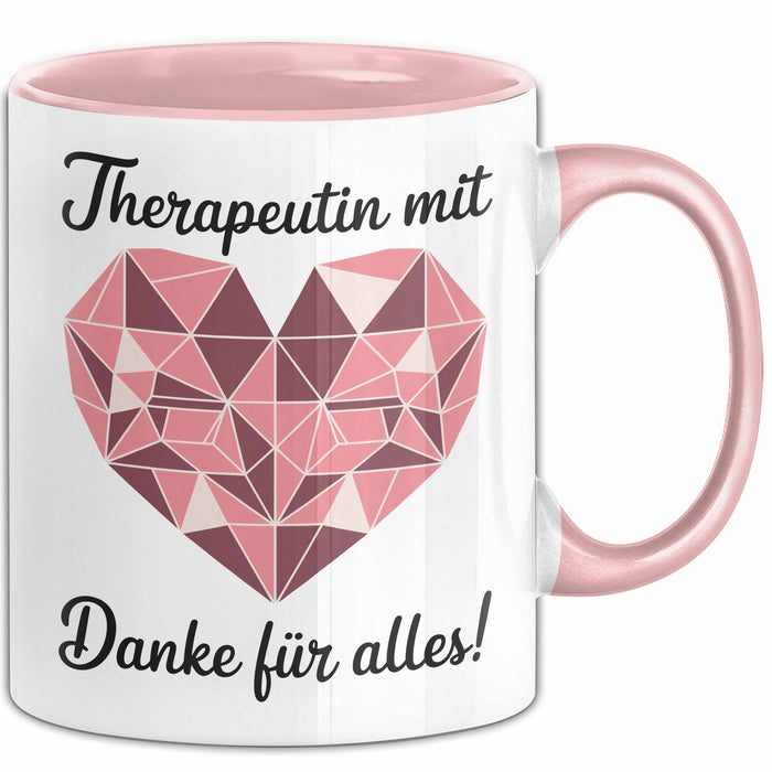 Physiotherapeut Physiotherapie Tasse Geschenk Lustige Geschenkidee Spruch Therapeutin Mit Herz Danke Für Alles Rosa Trendation