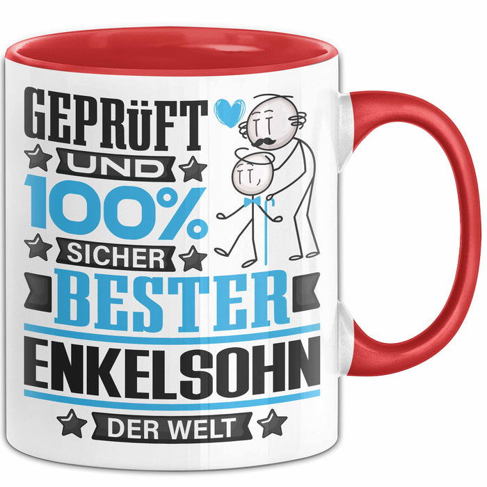 Enkelsohn Geschenk Lustiger Spruch für Enkelsohn Geschenkidee Bester Enkelsohn Der Welt Rot Trendation