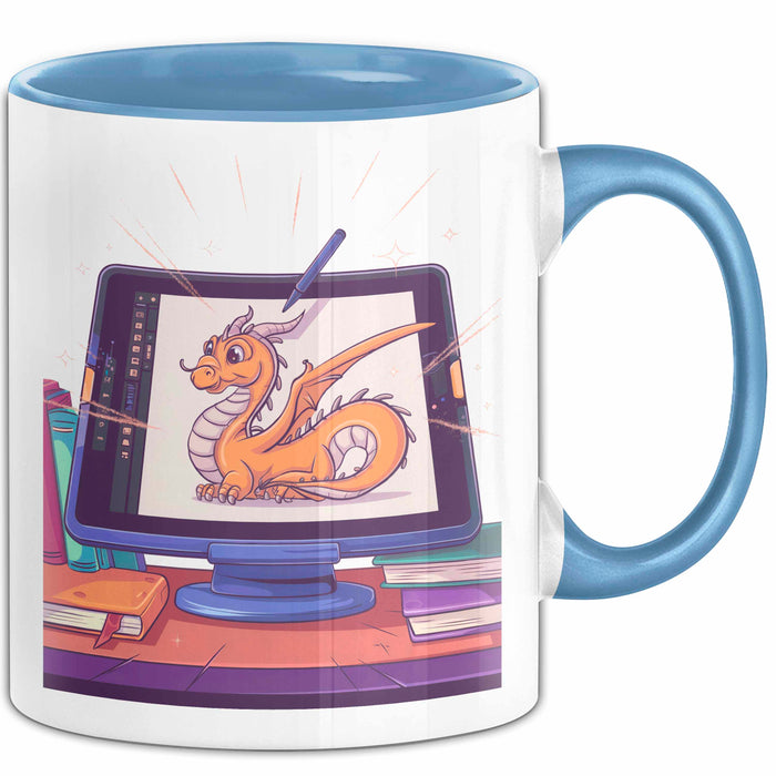 Digital Künstler Tasse Geschenk Lustige Geschenkidee Spruch Für Tablet Kreative Blau Trendation