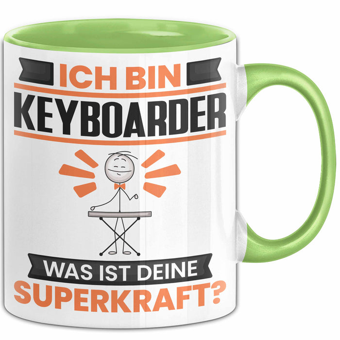 Keyboarder Tasse Geschenk für Keyboarder Geburtstag Lustiger Spruch Kaffee-Becher Was Ist Deine Superkraft Grün Trendation