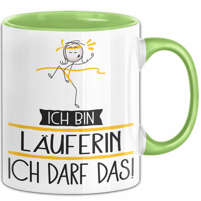 Geschenk für Läuferin Tasse Lustige Geschenkidee Geburtstag Ich Bin Läuferin Ich Darf Das Grün Trendation