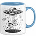 Sci-Fi Nerd Tasse Geschenkidee UFO entführt Kuh Weltraum Fan Geschenkidee Lustig Blau Trendation