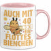 40. Geburtstag Tasse Geschenk Frauen Mutter Lustig Auch mit 40 Noch Ein Flottes Bienchen Kaffee-Becher Rosa Trendation