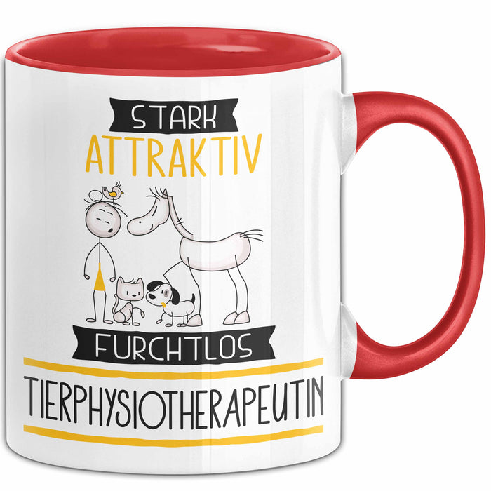 Tierphysiotherapeutin Tasse Geschenk Becher Stark Attraktiv Furchtlos Tierphysiotherapeutin Lustige Geschenkidee Rot Trendation