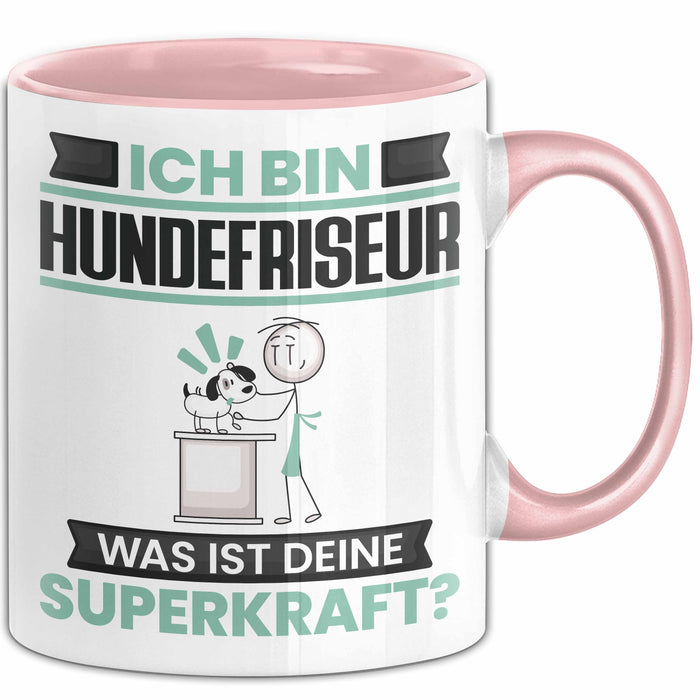 Hundefriseur Tasse Geschenk für Hundefriseur Geburtstag Lustiger Spruch Kaffee-Becher Was Ist Deine Superkraft Rosa Trendation