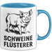 Schweinebauer Schweine Tier Tasse Geschenk Lustige Geschenkidee Spruch Schweineflüsterer Blau Trendation