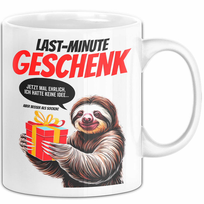 Sarkastisches Faultier Tasse Geschenk Lustige Geschenkidee Spruch Last Minute Geschenk Weiß Trendation