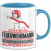 Feuerwehrmann Geschenk Tasse Ich Bin Feuerwehrmann Aber Sag Doch Einfach Superheld Lustige Geschenkdiee für Feuerwehrmann Kaffee-Becher Blau Trendation