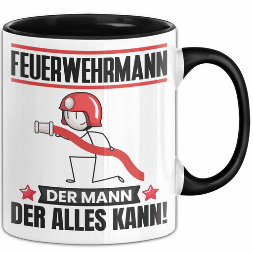Feuerwehrmann Tasse Geschenk für Feuerwehrmann Der Mann Der Alles Kann Geschenkidee zum Geburtstag Schwarz Trendation