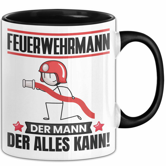 Feuerwehrmann Tasse Geschenk für Feuerwehrmann Der Mann Der Alles Kann Geschenkidee zum Geburtstag Schwarz Trendation