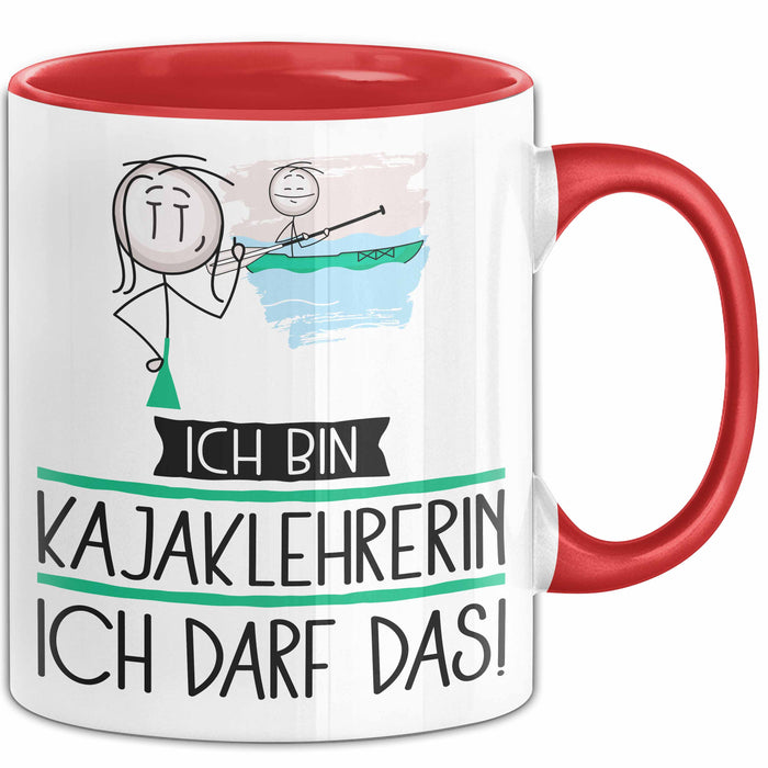 Geschenk für Kajaklehrerin Tasse Lustige Geschenkidee Geburtstag Ich Bin Kajaklehrerin Ich Darf Das Rot Trendation