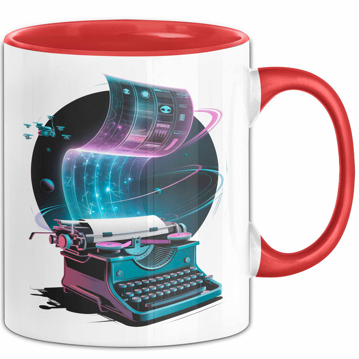 Sci Fi Autor Tasse Geschenkidee für Zukunftswelten Rot Trendation