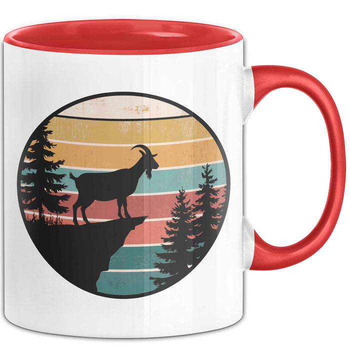 Ziegenbauer Ziegen Tier Retro Tasse Geschenk Lustige Geschenkidee Spruch Rot Trendation