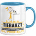 Tierarzt Geschenk Tasse Ich Bin Tierarzt Aber Sag Doch Einfach Superheld Lustige Geschenkdiee für Tierarzt Kaffee-Becher Blau Trendation