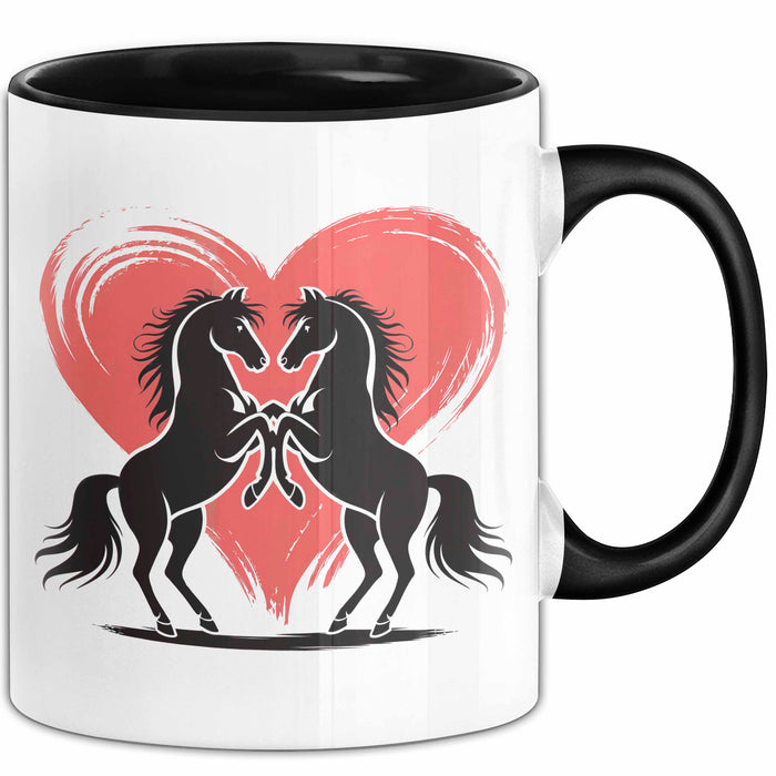 Pferd Tier Herz Tasse Geschenk Lustige Geschenkidee Spruch Schwarz Trendation