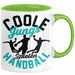 Handball-Spieler Geschenk Tasse Geschenkidee Handball-Spieler Jungs Kaffee-Becher Coole Jungs Spielen Handball Grün Trendation