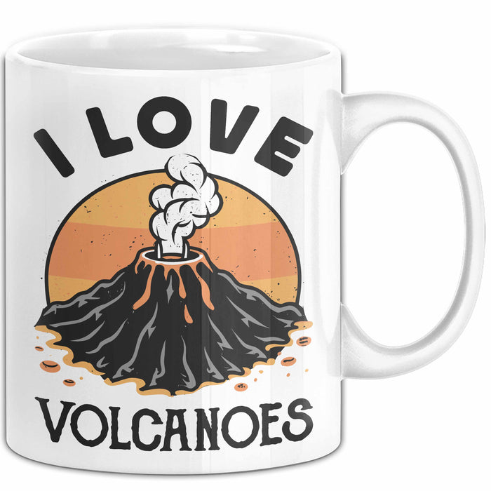 Vulkan Liebhaber Tasse Geschenk I Love Volcanoes Becher Weiß Trendation
