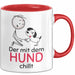 Hund Tasse Geschenk Lustiger Spruch Der Mit Dem Hund Chillt Rot Trendation