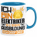 Elektriker Ausbildung Tasse Geschenk Ich Bin Elektriker In Der Ausbildung Ich Darf Das Geschenkidee Spruch Blau Trendation