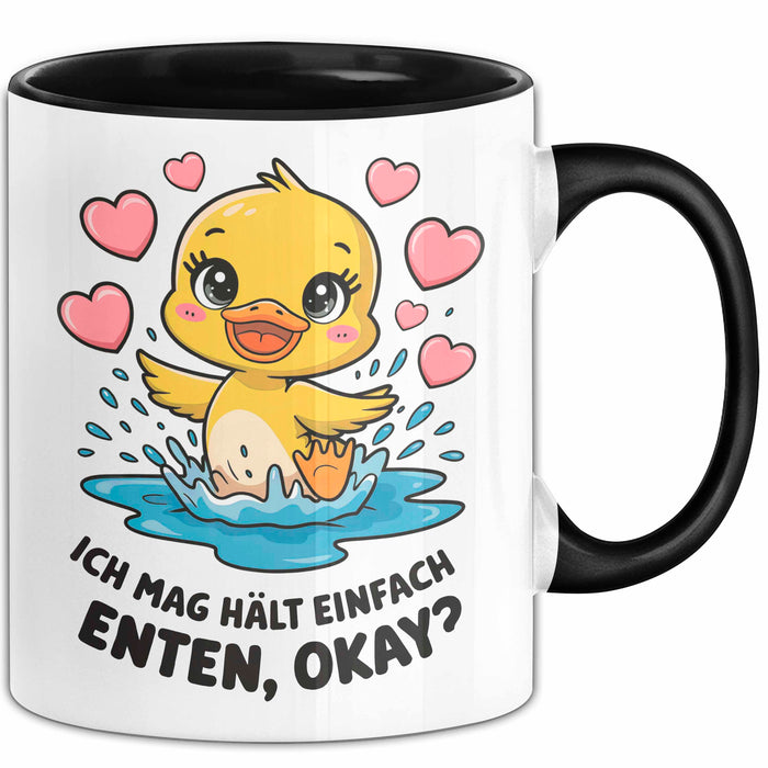 Quietscheente Tier Tasse Geschenk Lustige Geschenkidee Spruch Ich Mag Halt Einfach Enten, Ok Schwarz Trendation