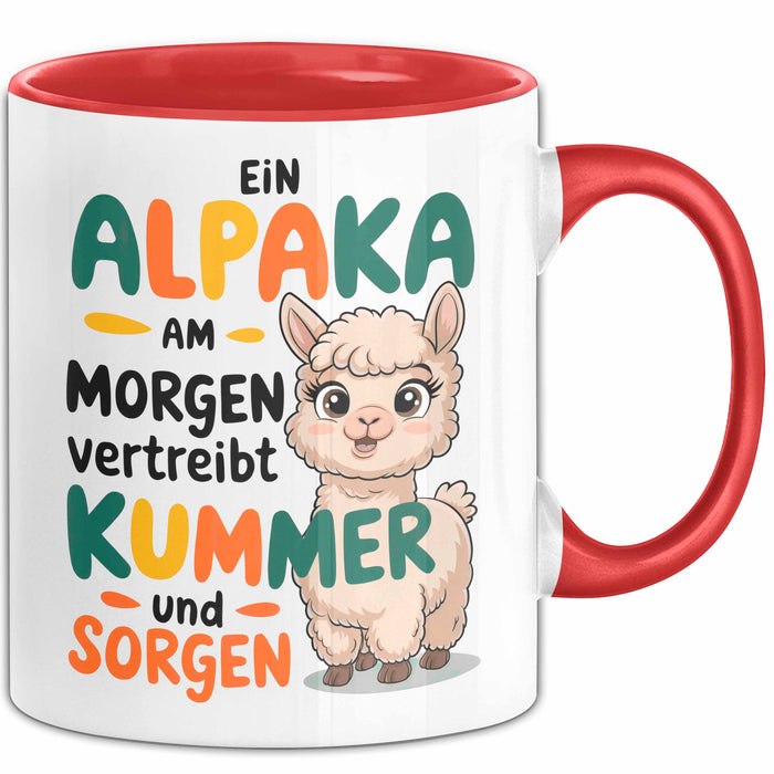 Alpaka Liebhaber Tasse Geschenkidee Alpaka Am Morgen Tierfan Rot Trendation