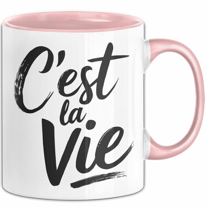 Frankreich Paris Französisch Tasse Geschenk Lustige Geschenkidee Spruch C'est La Vie Rosa Trendation