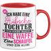 Lustige Tasse Geschenk Hübsche Tochter Waffe Schaufel Spruch Rot Trendation
