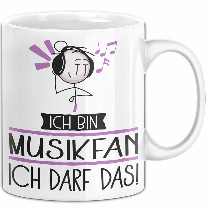 Geschenk für Musikfan Tasse Lustige Geschenkidee Geburtstag Ich Bin Musikfan Ich Darf Das Weiß Trendation