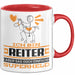 Reiter Geschenk Tasse Ich Bin Reiter Aber Sag Doch Einfach Superheld Lustige Geschenkdiee für Reiter Kaffee-Becher Rot Trendation