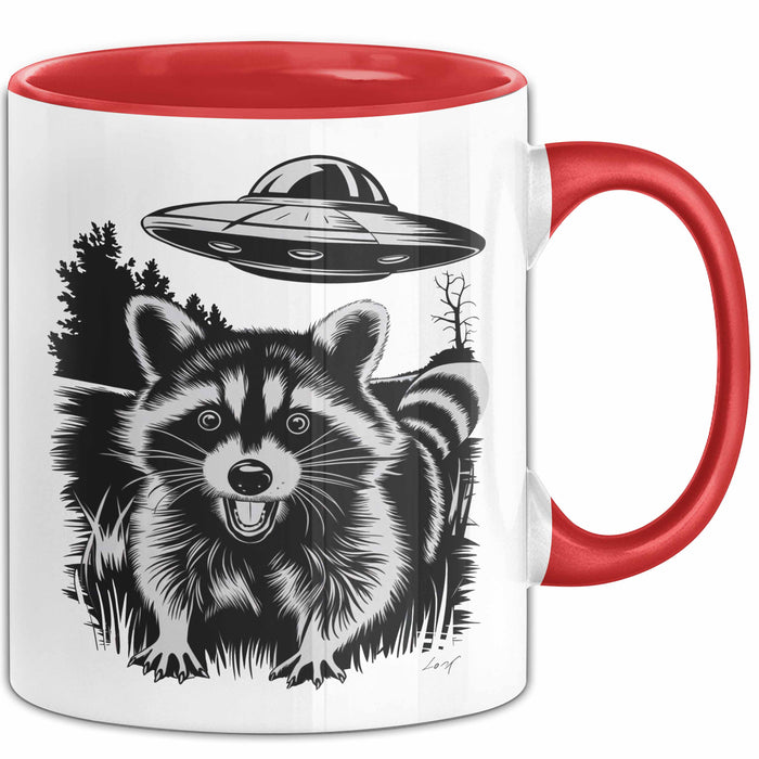 UFO Aliens Tasse Geschenk Waschbär Alien Sci Fi Liebhaber Rot Trendation