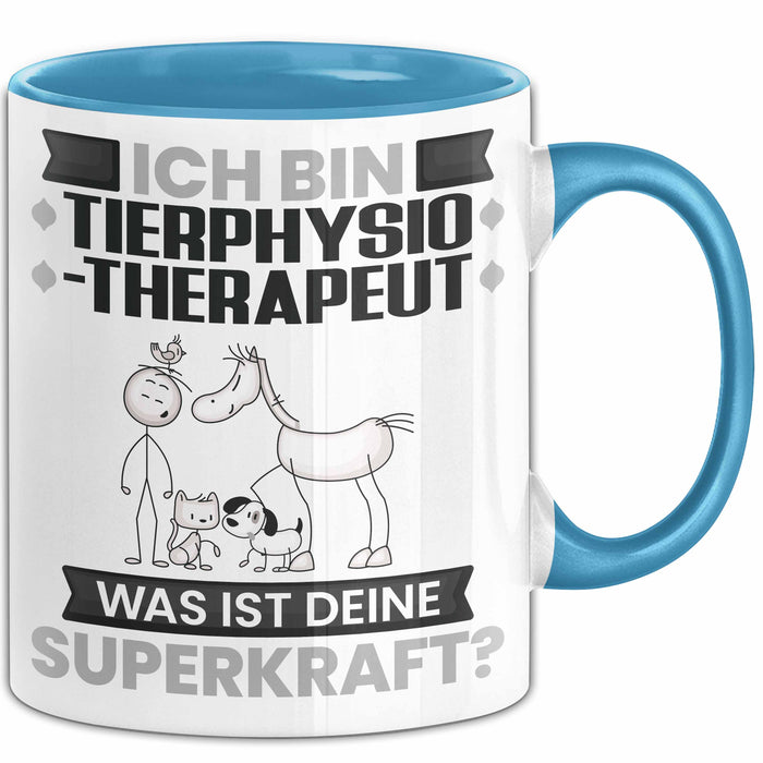 Tierphysiotherapeut Tasse Geschenk für Tierphysiotherapeut Geburtstag Lustiger Spruch Kaffee-Becher Was Ist Deine Superkraft Blau Trendation